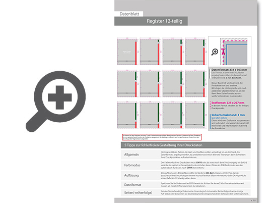 Product Bild registerbl__tter_f__r_din_a4__12-teilig__einseitig_bedruckt_(4_0)